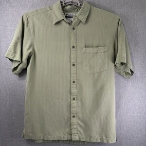 Mens Large Vintage Columbia Plaid Green Short Sleeve Button Down Shirt 90s Y2K